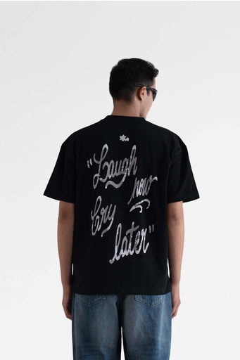 Laugh Now Black Oversized T-Shirt