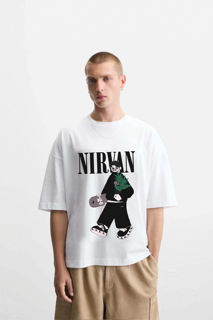 Nirvan White Oversized T-Shirt